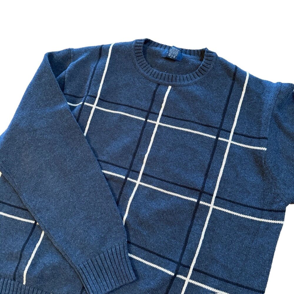 Vintage Y2K Mens Grandpa Sweater by Dockers Size L Gray Cotton Front Pattern EUC